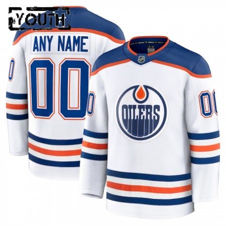 Lapsille NHL Edmonton Oilers Pelipaita Custom Fanatics Premium 2024-25 vieras Valkoinen